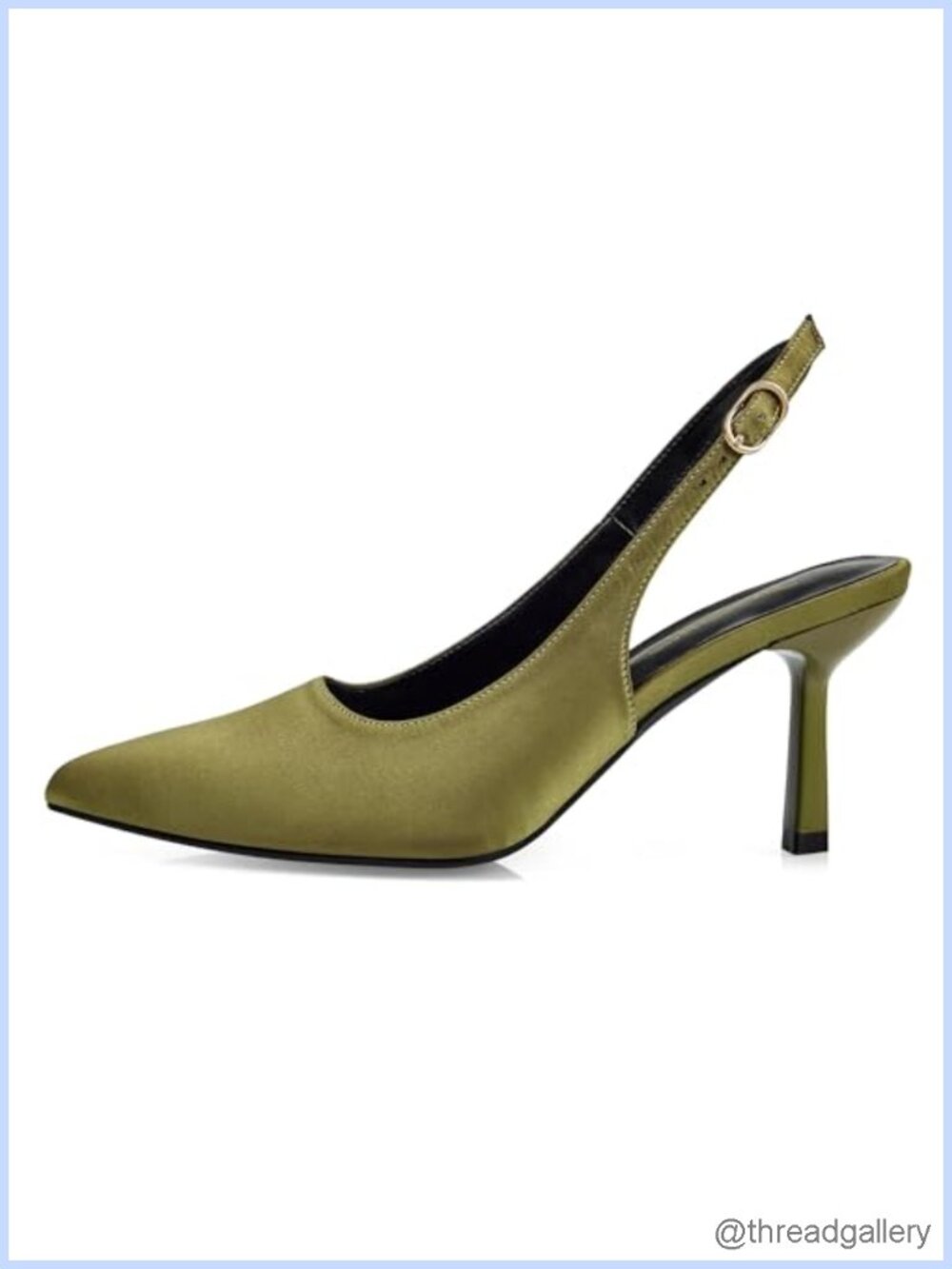 Satin Kitten Heel Slingback Pumps Pointed Toe Buckle Strap Dressy Work